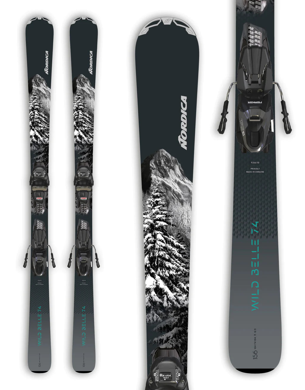 High-performance skis for teens-Nordica Wild Belle 74 Women's Skis CA FDT + Compact 10 GW Binding 2024