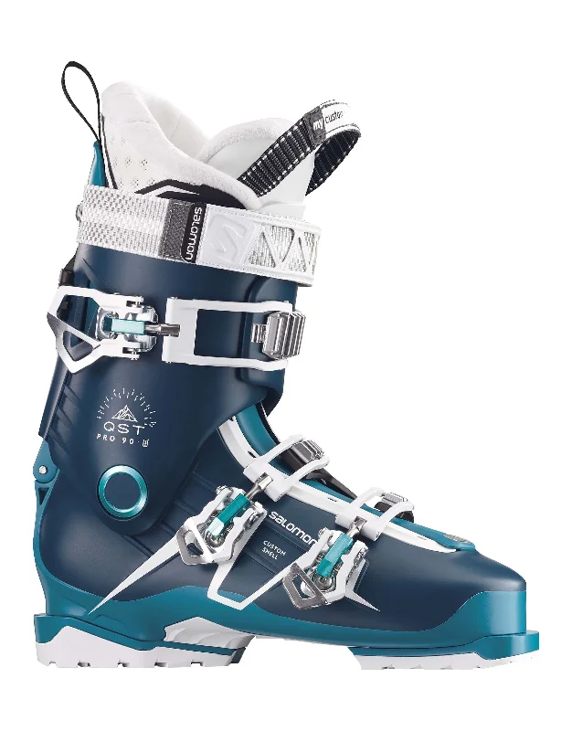 Ski boots for dreams-Salomon QST Pro 90 TR Womens Ski Boots - Petrol Blue