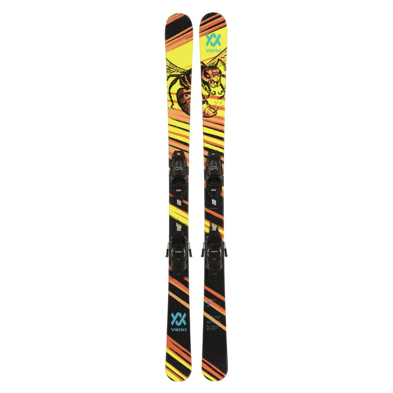 High-performance skis for kids-Volkl Revolt Jr Wasp + 7.0 Skis - Kids' 2024